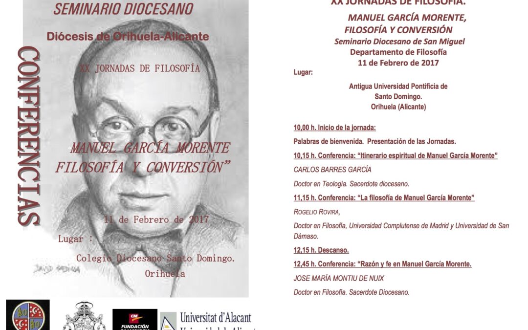 Jornada de Filosofía sobre García Morente en el Colegio, 11 febrero.