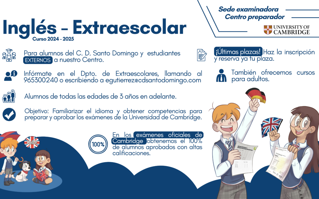 Últimas plazas para los cursos de Inglés Extraescolar – ¡Para alumnos, externos y adultos!